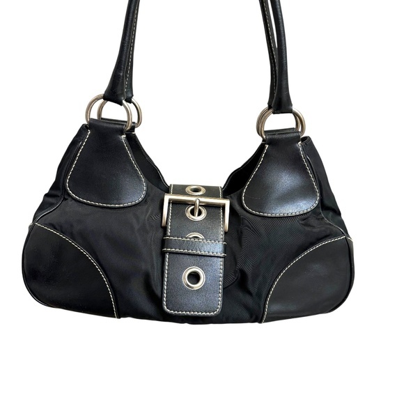 Prada authentic vintage leather and nylon shoulder bag